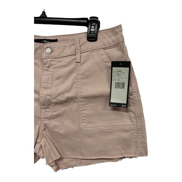 NWT Mavi | Candy Blush Front Pocket Raw Hem High Rise Shorts 33 - Picture 3 of 7
